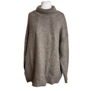 Free Assembly Women's Tunic Turtleneck Sweater Tan Gray Long Sleeve XXL